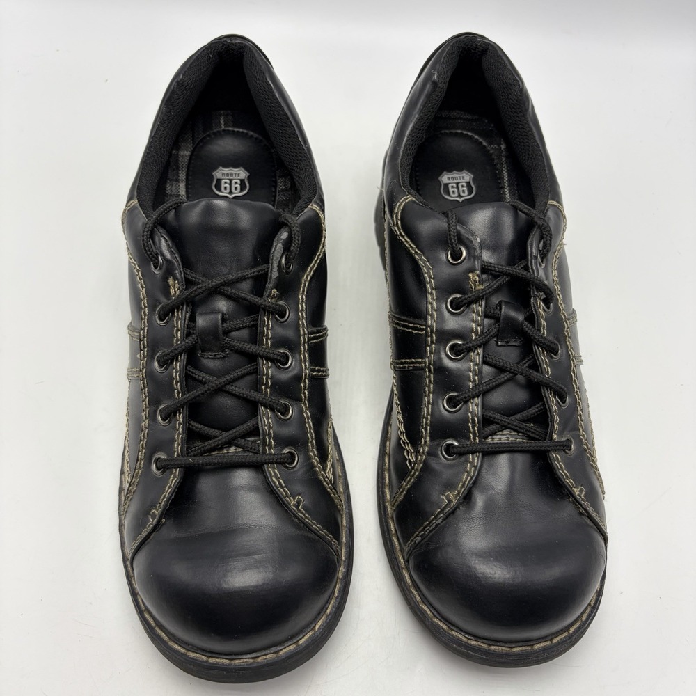 Route 66 Chunky Oxford Womens 11 Black Leather Lace Up Shoes Shandy2 Retro Y2K